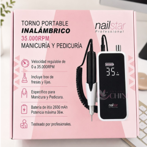 Torno Inalámbrico Manicure NailStar 35.000 RPM Negro