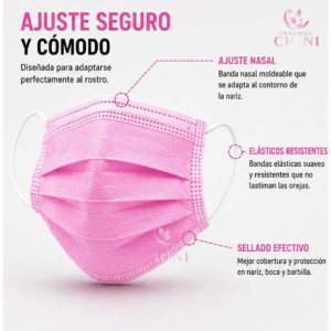 MASCARILLAS DESECHABLES 3 PLIEGUES ROSADAS